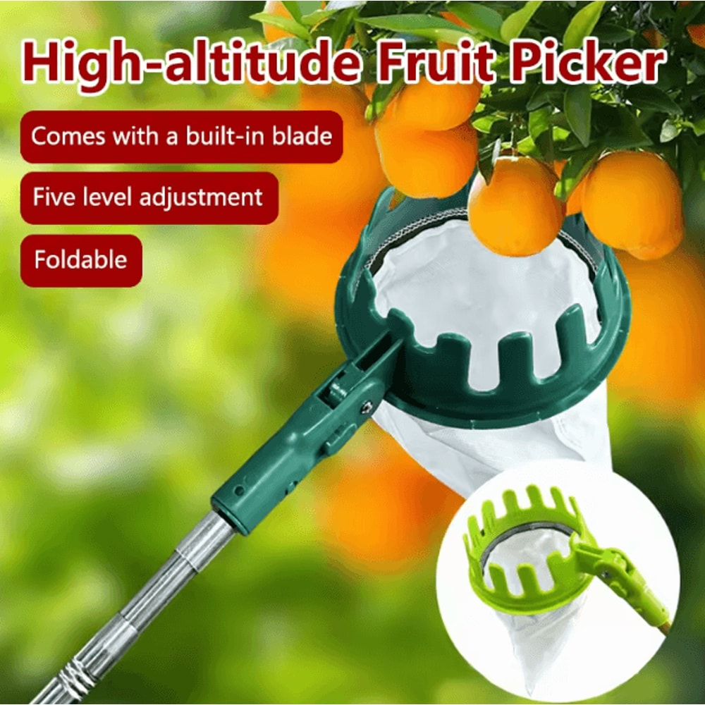 Adjustable Fruit Picker Tool With Basket 5 Speed Extendable Orchard Harvesting Tool 0