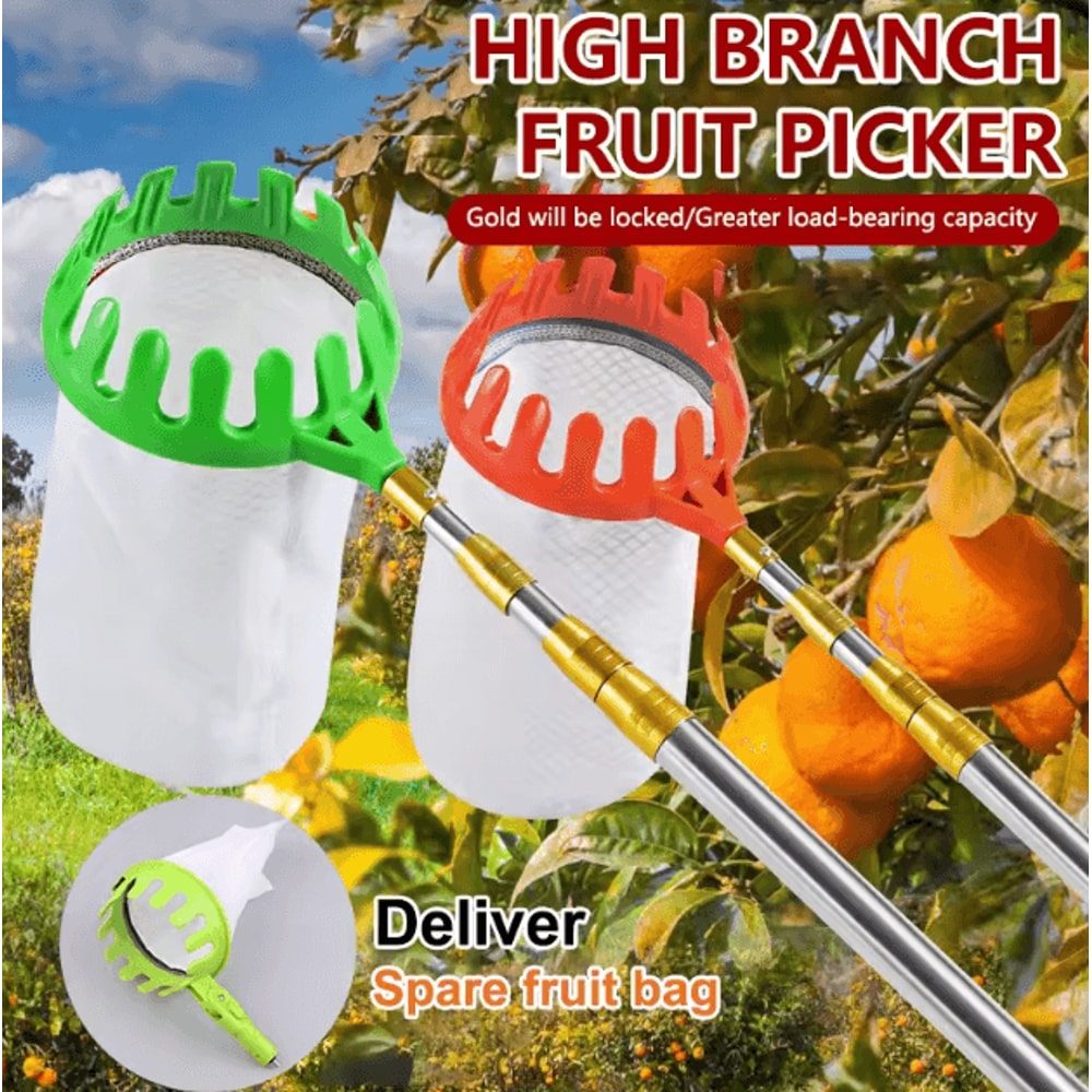 Adjustable Fruit Picker Tool With Basket 5 Speed Extendable Orchard Harvesting Tool 1