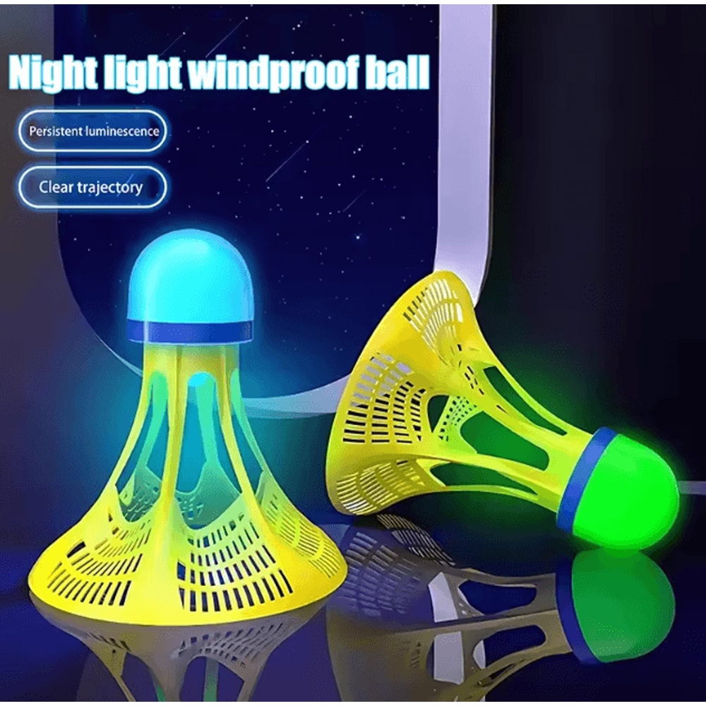LED Badminton Shuttlecocks Set Glow In The Dark Windproof Nylon Shuttlecock For Night Training 2