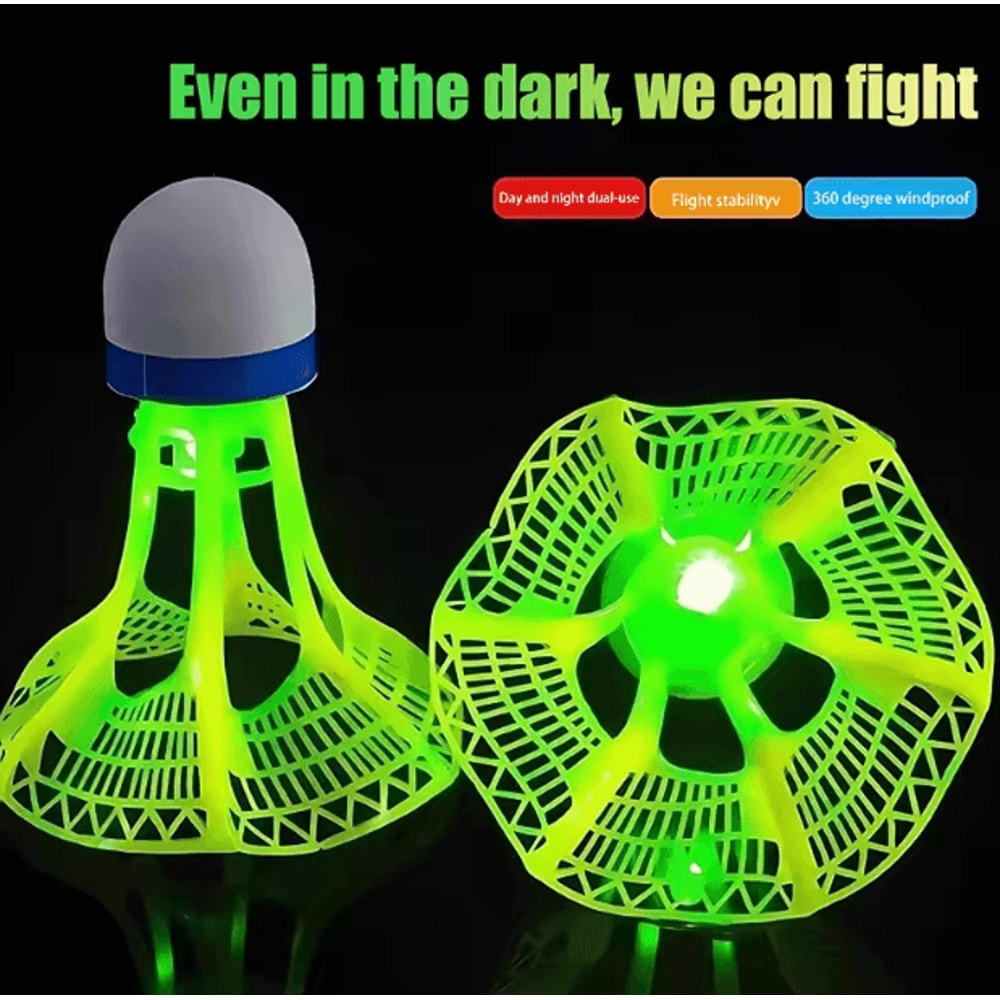 LED Badminton Shuttlecocks Set Glow In The Dark Windproof Nylon Shuttlecock For Night Training 3