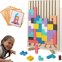 wooden stacking puzzle toy montessori brain teaser game for kids and family activity