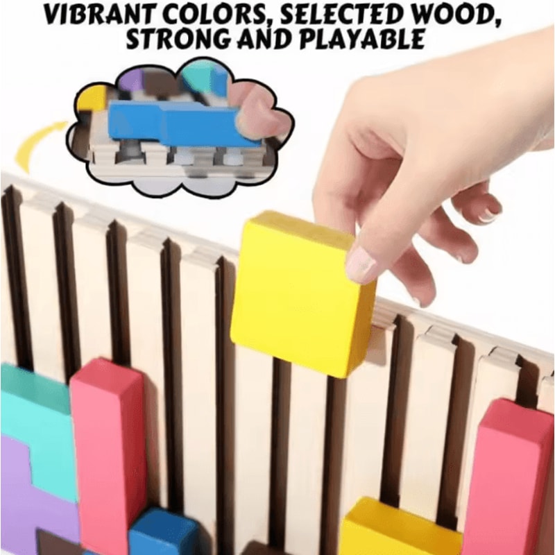Wooden Stacking Puzzle Toy Montessori Brain Teaser Game For Kids And Family Activity 3