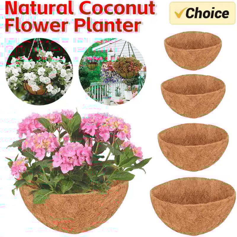 Coconut Fiber Hanging Basket Liner Natural Coco Coir Planter Insert For Garden Wall And Flower Pots 0