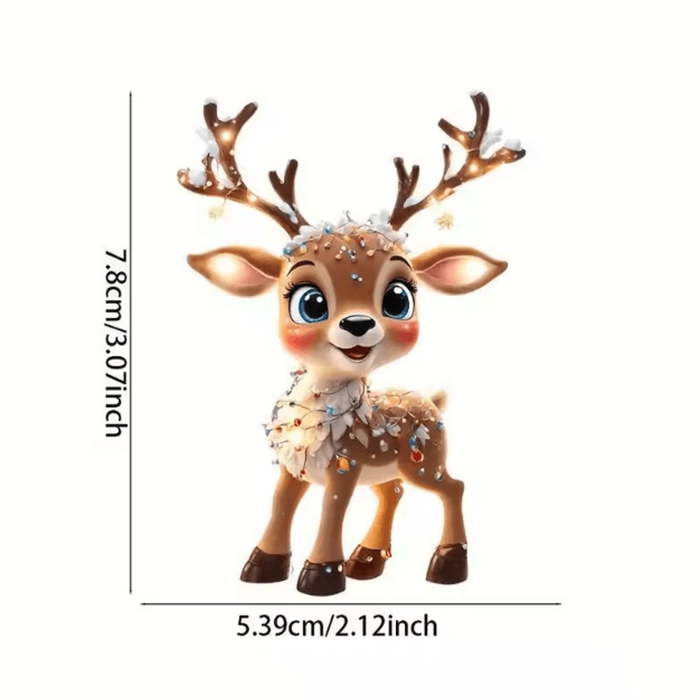 Acrylic Christmas Hanging Ornaments Set Santa Deer Elk Flat Tree Decorations For Holiday Decor 5