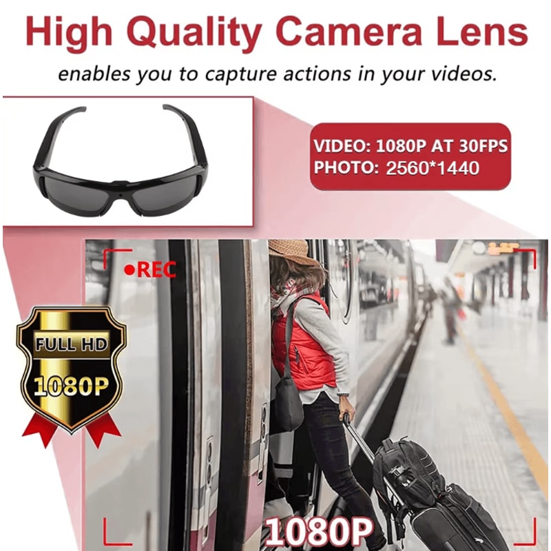 Portable 1080P Camera Glasses Wearable Video Recording Sunglasses For Outdoor Sports And Travel 3