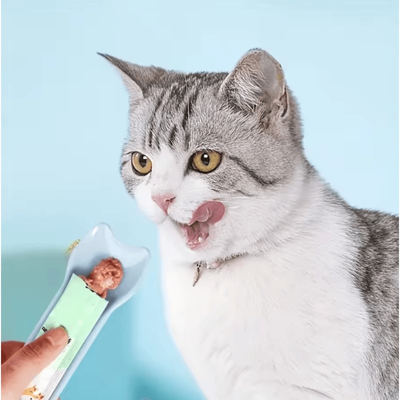 Cat Treat Squeeze Spoon Feeder Lickable Wet Treat Dispenser Portable Pet Feeding Tool 1