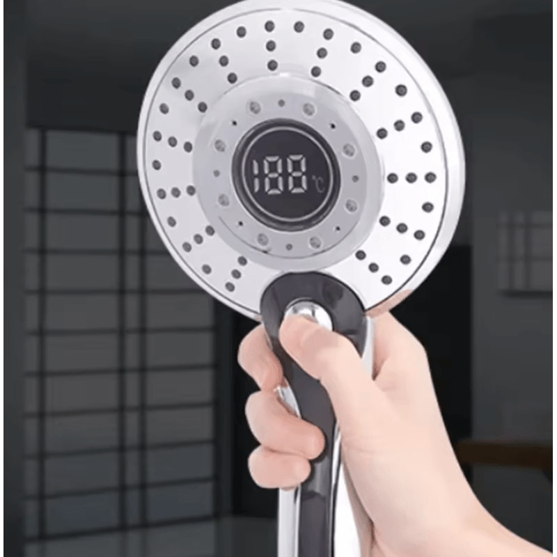 LED Digital Temperature Shower Head 3 Mode HighPressure Water Saving Filter Sprayer 2