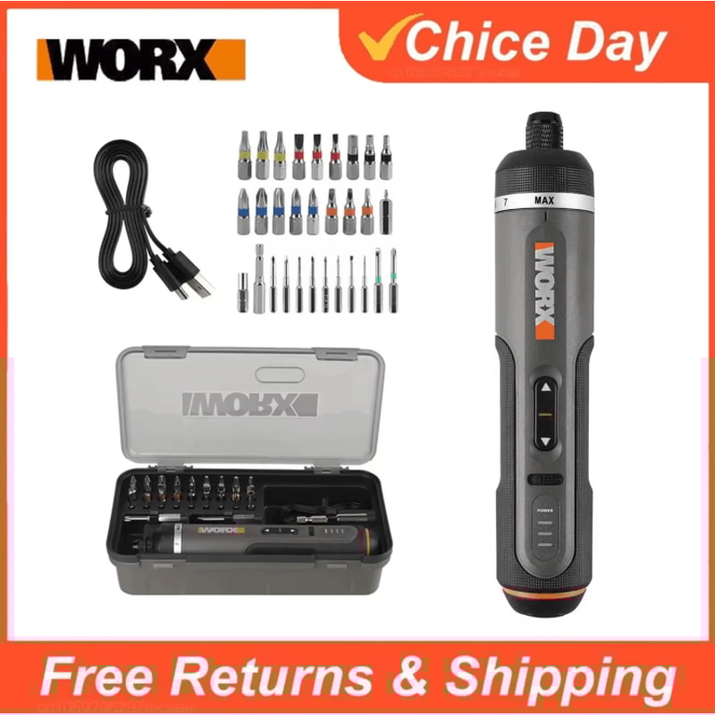 Worx WX242 Smart Cordless Electric Screwdriver Set 30 Bit USB Rechargeable Precision Drill Kit 0