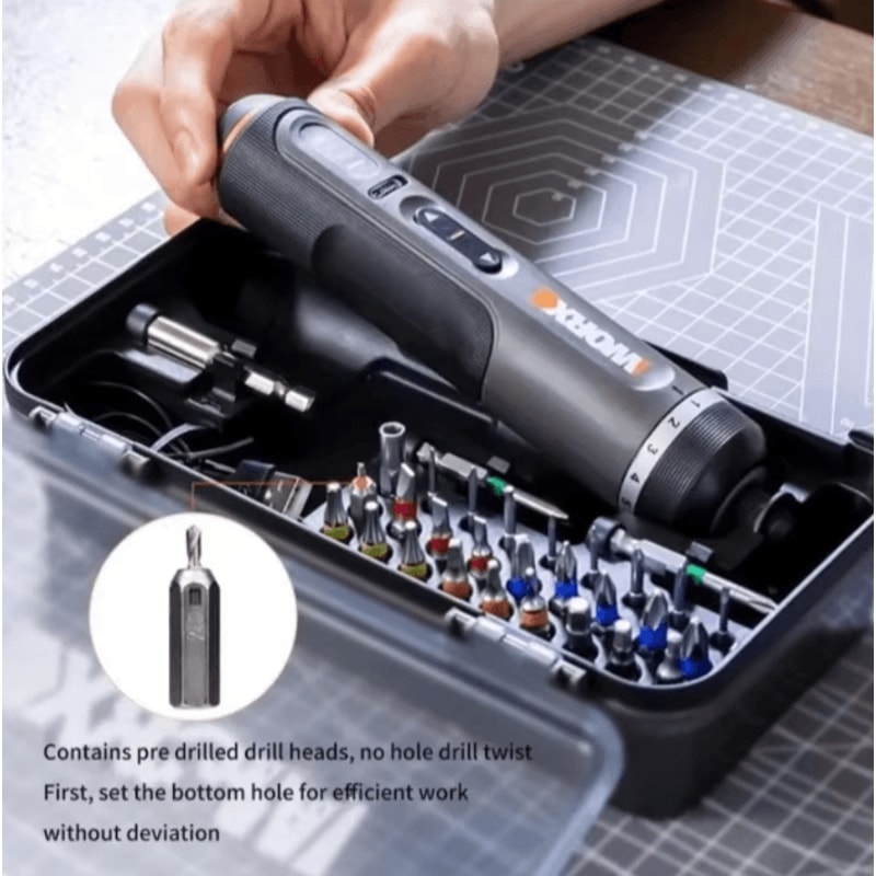 Worx WX242 Smart Cordless Electric Screwdriver Set 30 Bit USB Rechargeable Precision Drill Kit 1