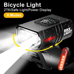 t6 led usb rechargeable bicycle headlight – high beam aluminum mtb cycling light set