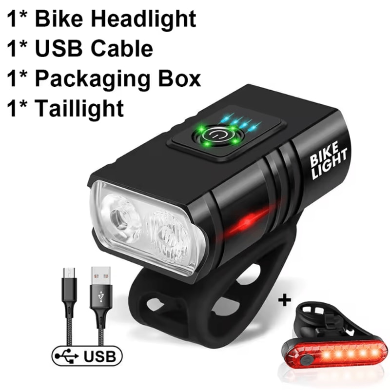 T6 LED USB Rechargeable Bicycle Headlight High Beam Aluminum MTB Cycling Light Set 4