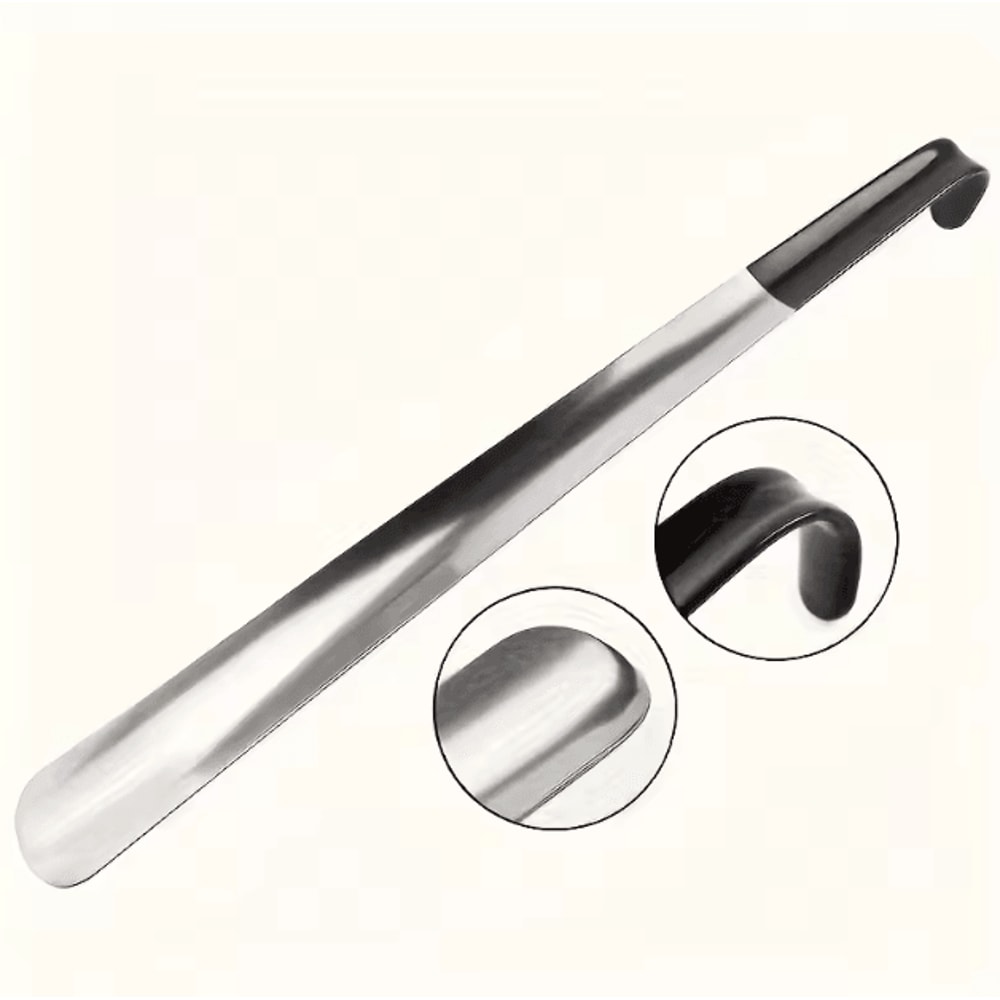 42cm Stainless Steel Long Handle Shoehorn Ergonomic EasyWear Shoe Helper For Seniors Daily Use 1