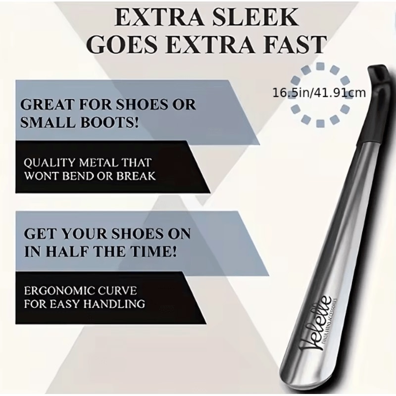 42cm Stainless Steel Long Handle Shoehorn Ergonomic EasyWear Shoe Helper For Seniors Daily Use 3