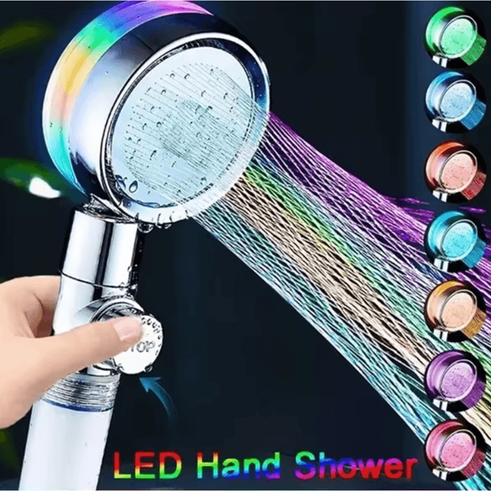 7Color LED Temperature Control Shower Head HighPressure Water Saving Filter Shower Sprayer 0