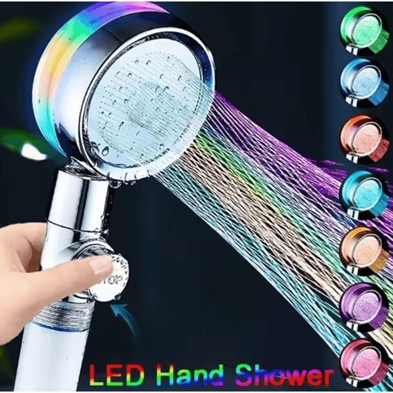 7Color LED Temperature Control Shower Head HighPressure Water Saving Filter Shower Sprayer 1