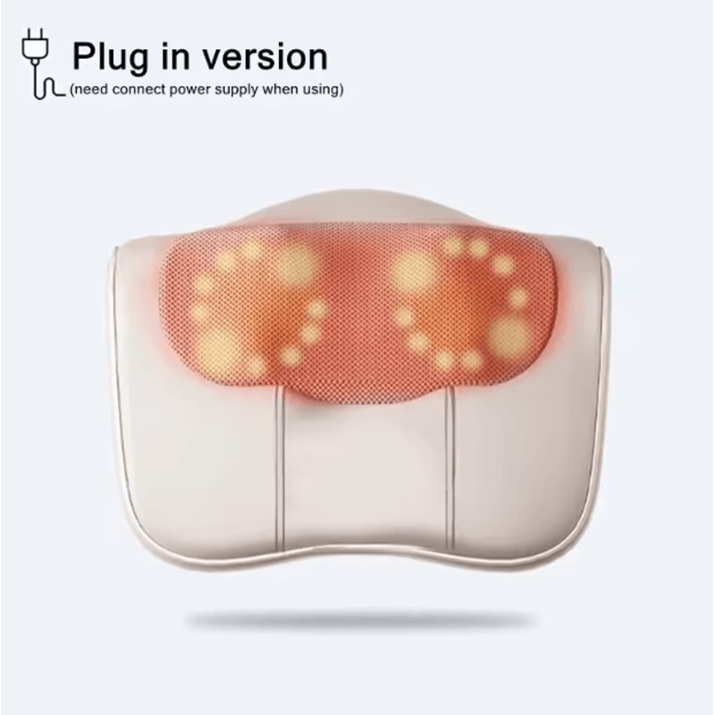 Heated Shiatsu Massage Pillow MultiFunction Neck Back Shoulder Relaxation Massager 0