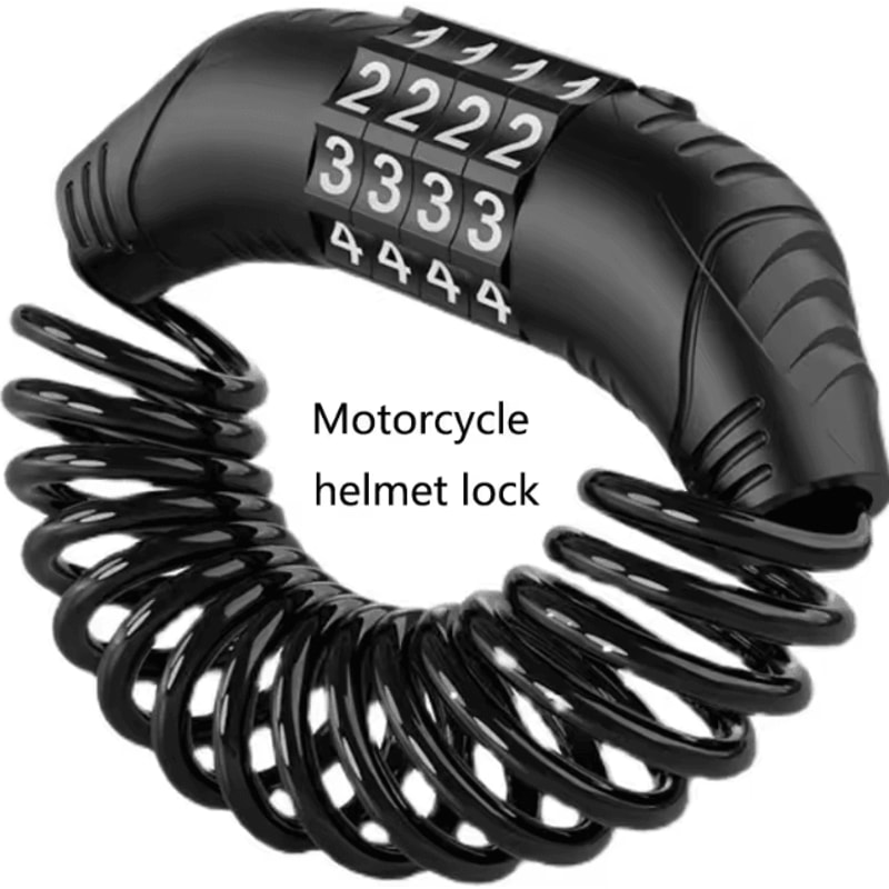 Portable Motorcycle Helmet Cable Lock 4Digit AntiTheft Wire Lock For Bike Scooter EBike Security 0
