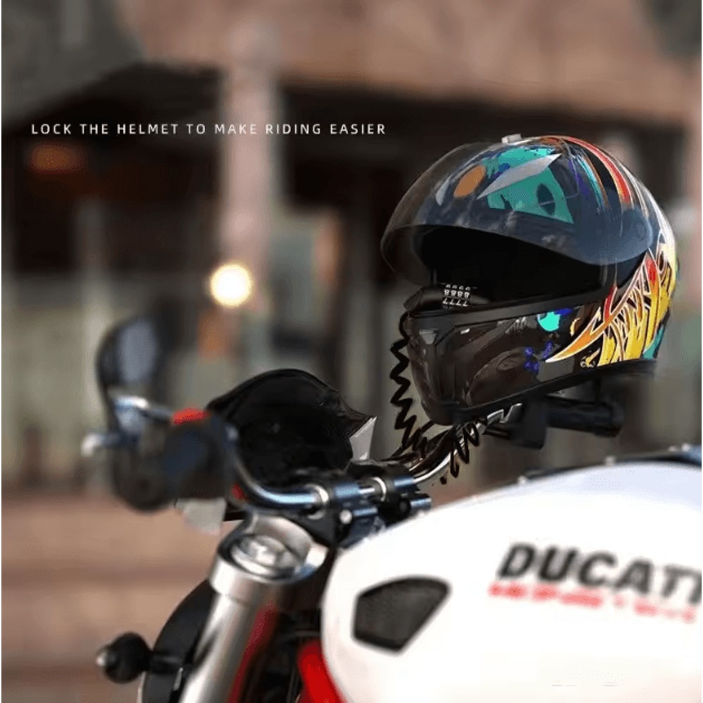 Portable Motorcycle Helmet Cable Lock 4Digit AntiTheft Wire Lock For Bike Scooter EBike Security 3