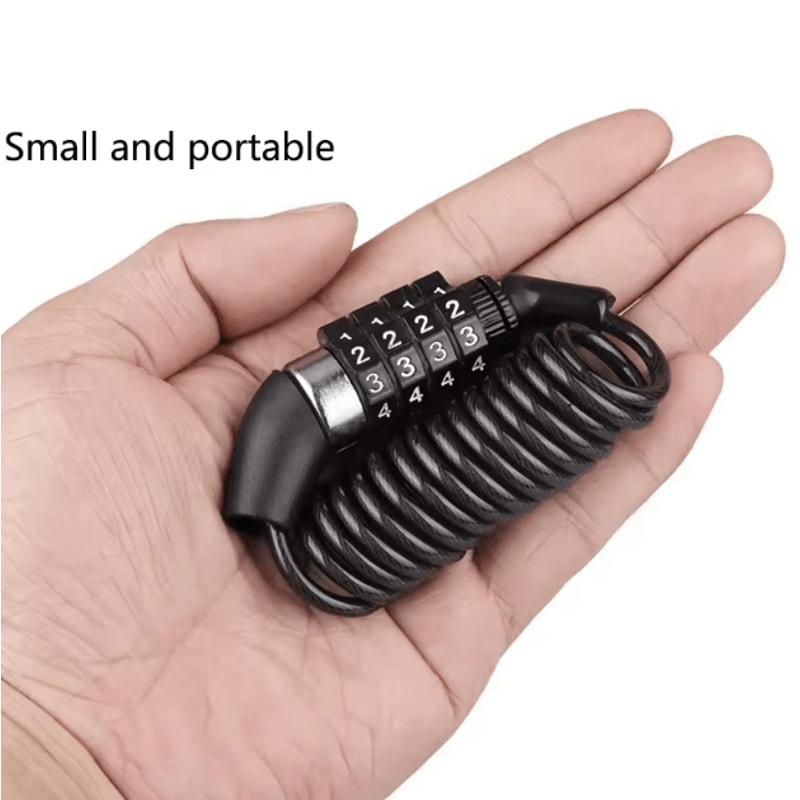 Portable 4Digit Motorcycle Helmet Cable Lock AntiTheft Wire Lock For Bike Scooter Outdoor Gear 2