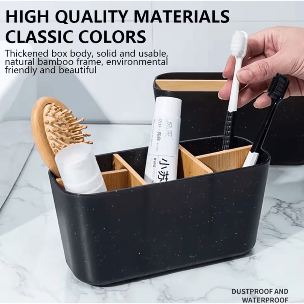 Bamboo Electric Toothbrush Holder Organizer MultiCompartment Bathroom Storage Box For Toothbrush R 1
