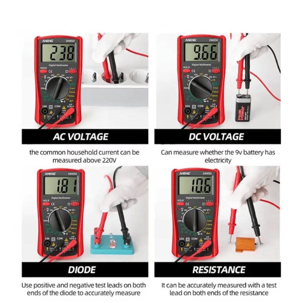 DM850 Digital Multimeter 1999 Count ACDC Voltage Tester With Ohm Current Continuity Measurement 1
