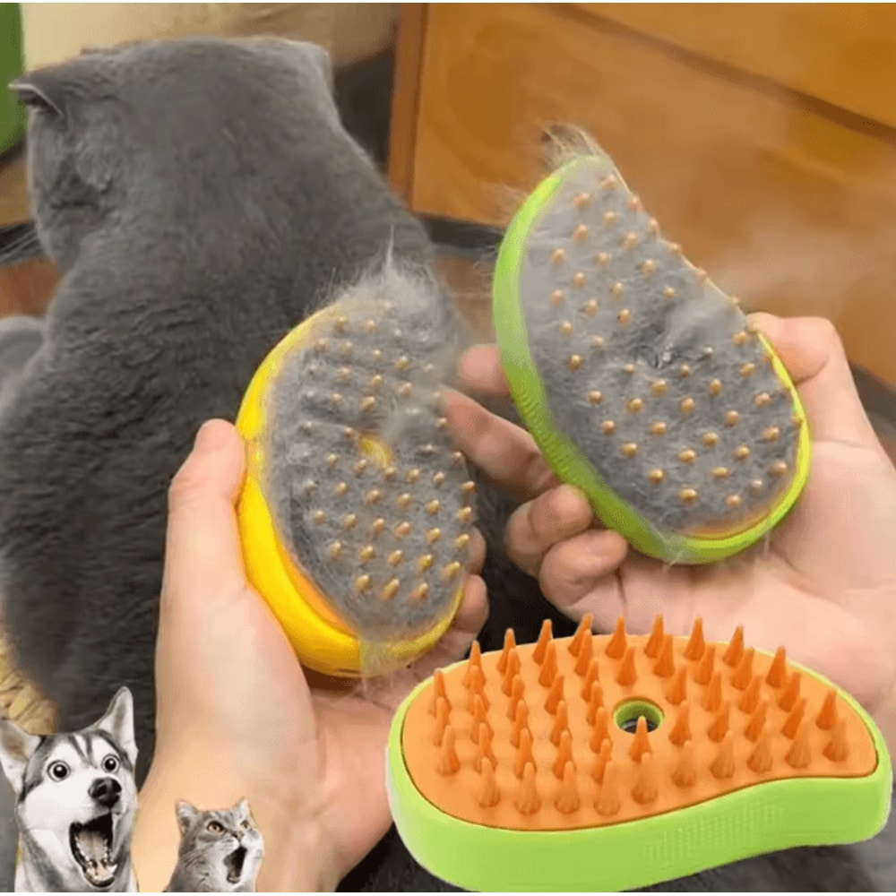 3in1 Electric Pet Steam Brush USB Rechargeable Grooming Comb With Spray Massage Shedding Control 0