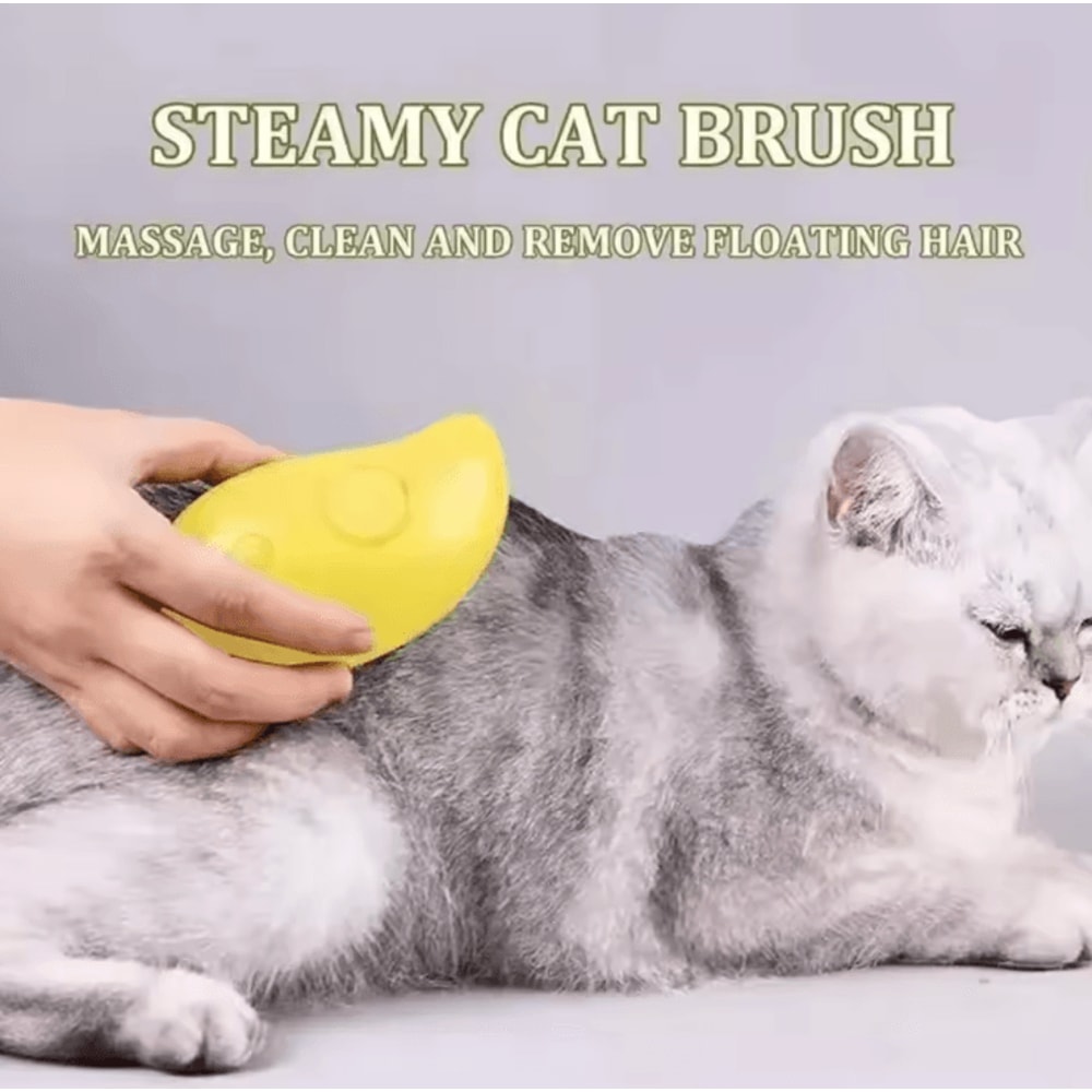 3in1 Electric Pet Steam Brush USB Rechargeable Grooming Comb With Spray Massage Shedding Control 1