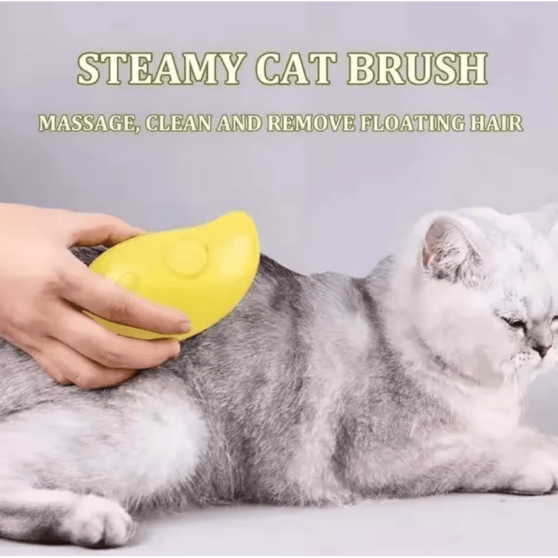 3in1 Electric Pet Steam Brush USB Rechargeable Grooming Comb With Spray Massage Shedding Control 1