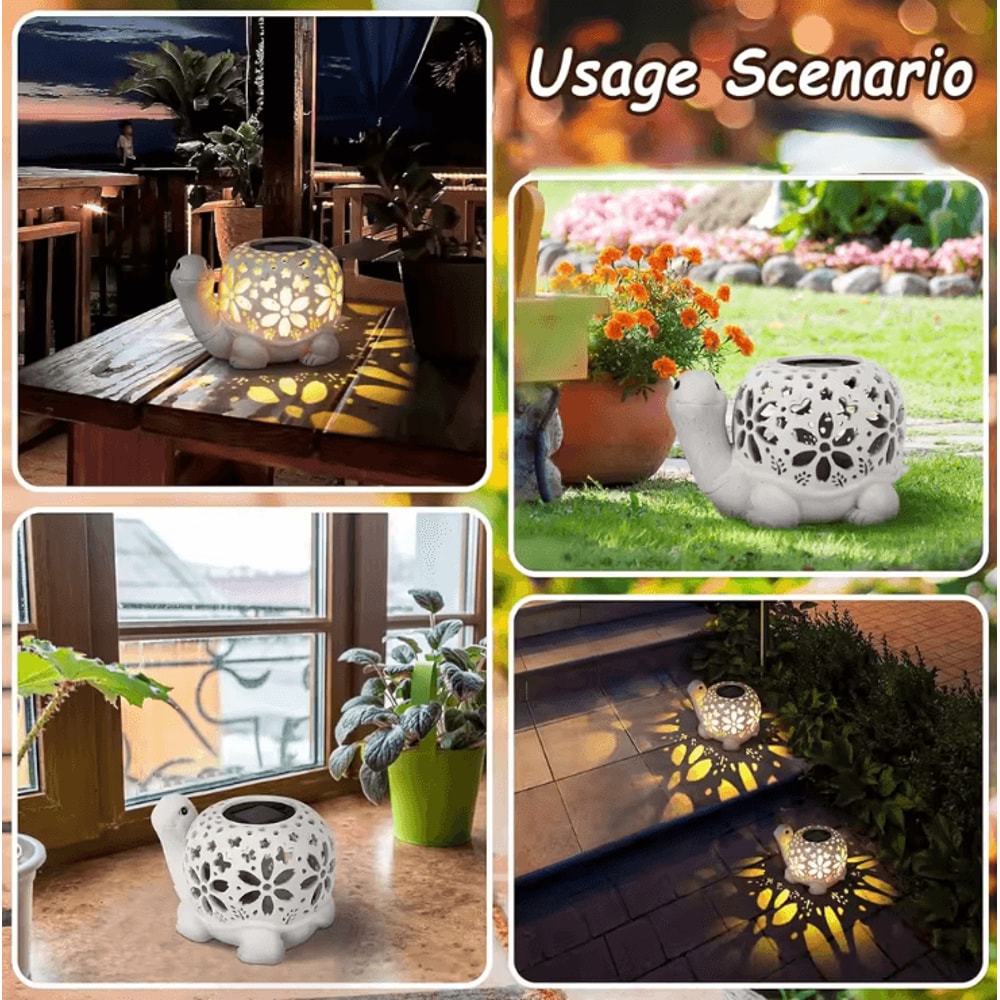 Solar Garden Statue With LED Light Outdoor Decorative Resin Figurine For Yard Home Decor 1