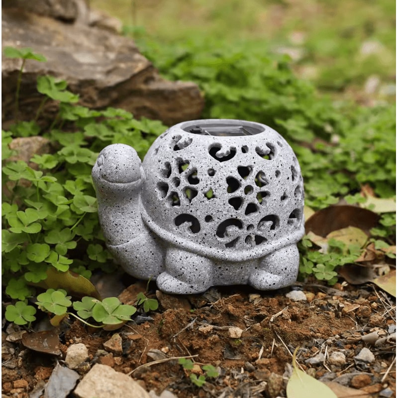 Solar Garden Statue With LED Light Outdoor Decorative Resin Figurine For Yard Home Decor 2