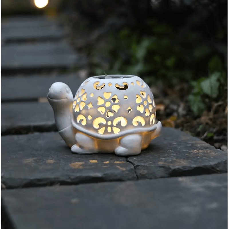 Solar Garden Statue With LED Light Outdoor Decorative Resin Figurine For Yard Home Decor 3