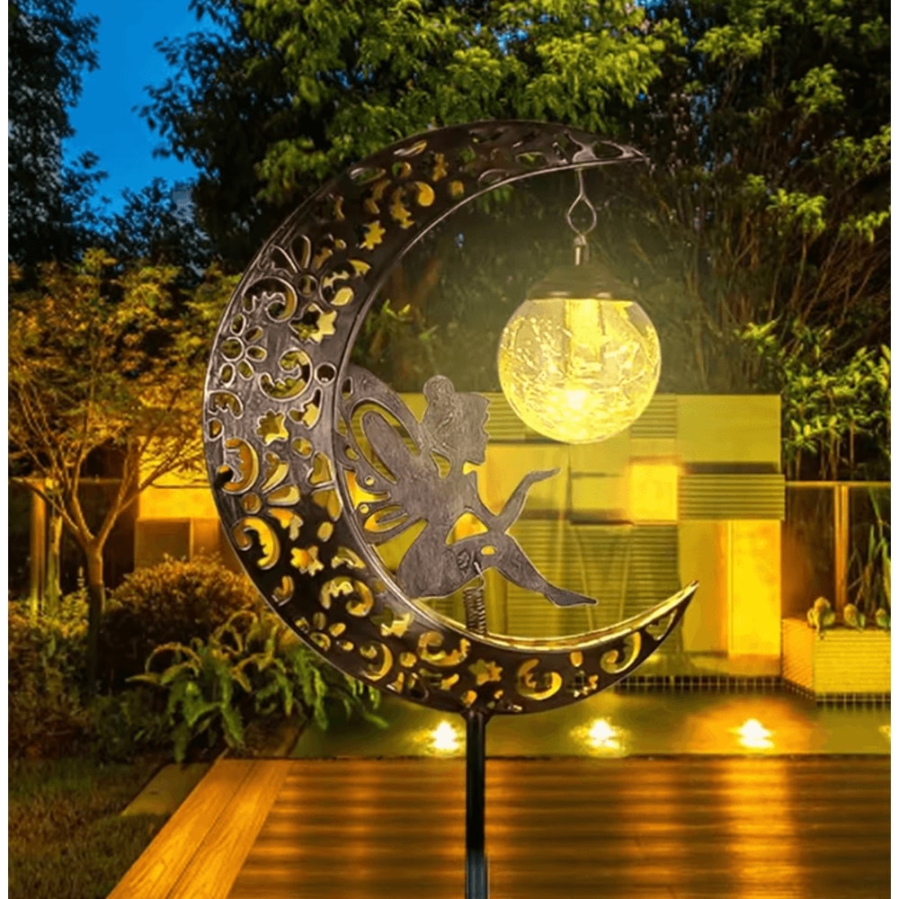 Solar Fairy Moon Garden Light LED Outdoor Decorative Stake For Patio Lawn Pathway 3