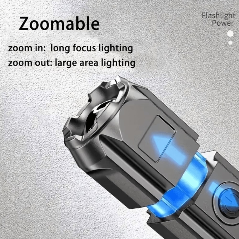 USB Rechargeable Tactical LED Flashlight High Power Waterproof Zoom Torch For Outdoor Emergency U 4