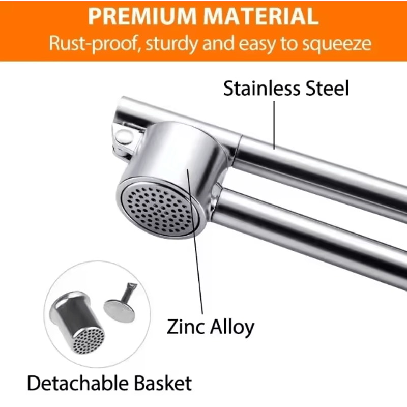 7Inch Stainless Steel Garlic Press HeavyDuty Manual Garlic Crusher Mincer Tool 1