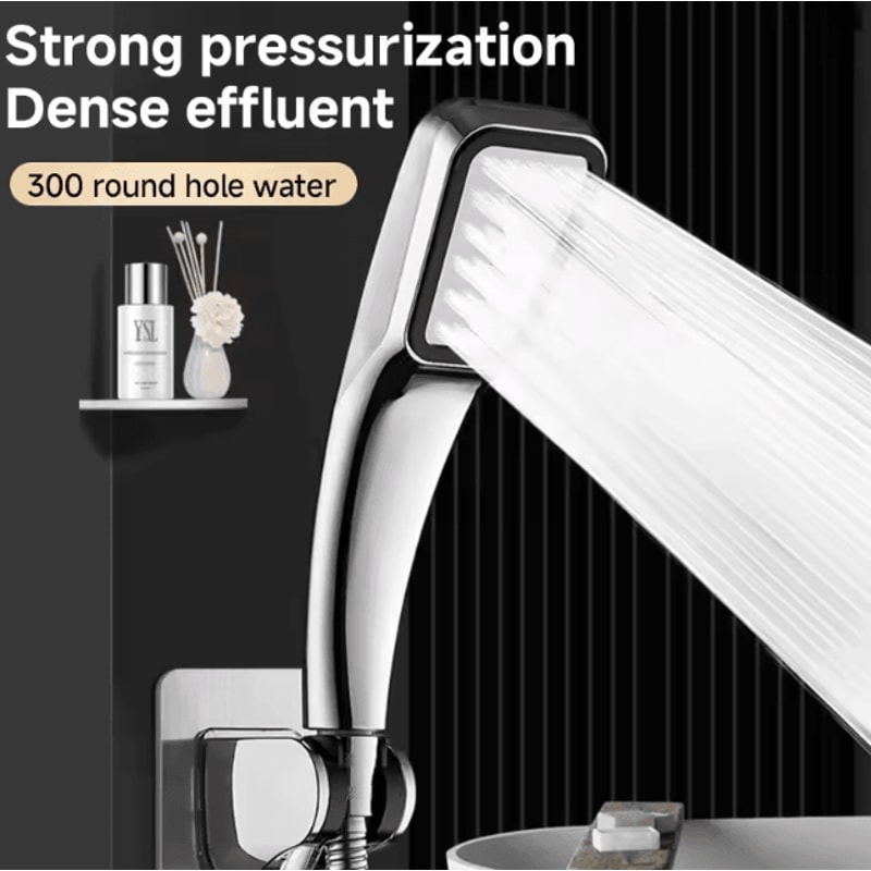 300Hole Pressurized Handheld Shower Head HighPressure Water Saving Rainfall Spray Bathroom Upgrade 1