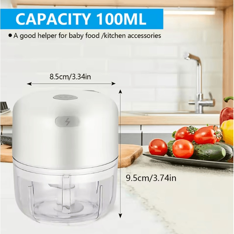 100ml250ml Portable Electric Garlic Chopper Wireless Mini Food Processor With Sharp Blade BatteryPo 4