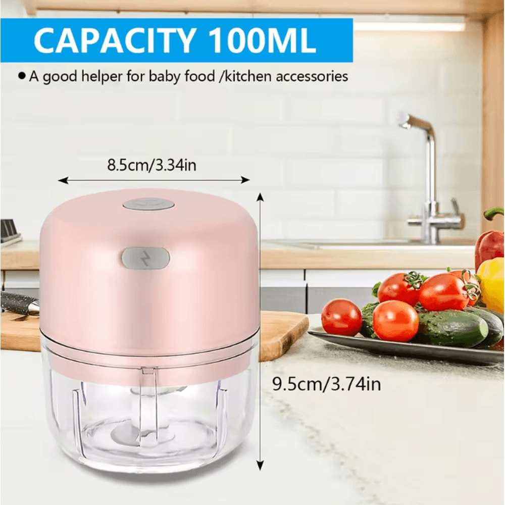100ml250ml Portable Electric Garlic Chopper Wireless Mini Food Processor With Sharp Blade BatteryPo 5