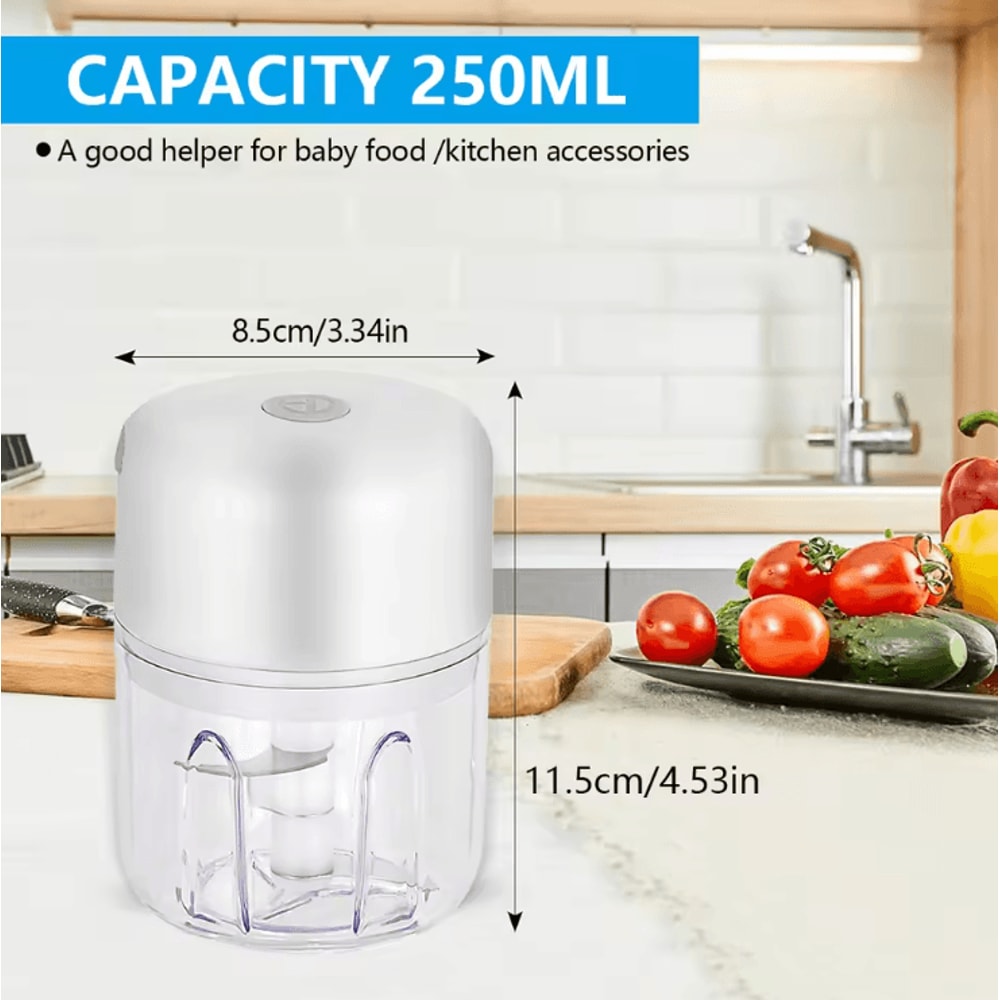 100ml250ml Portable Electric Garlic Chopper Wireless Mini Food Processor With Sharp Blade BatteryPo 6