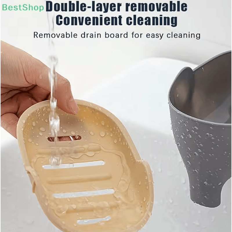 Elephant DoubleLayer Soap Box With Lid Portable NonSlip Drain Soap Holder For Bathroom Travel 1
