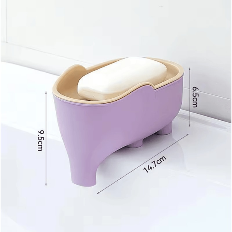 Elephant DoubleLayer Soap Box With Lid Portable NonSlip Drain Soap Holder For Bathroom Travel 2