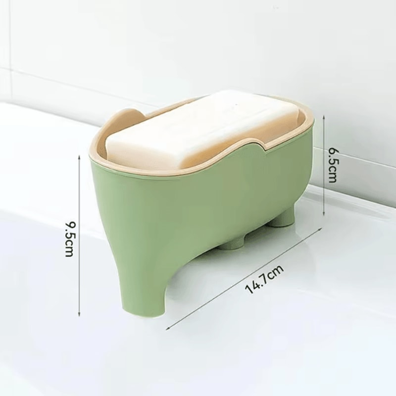 Elephant DoubleLayer Soap Box With Lid Portable NonSlip Drain Soap Holder For Bathroom Travel 5