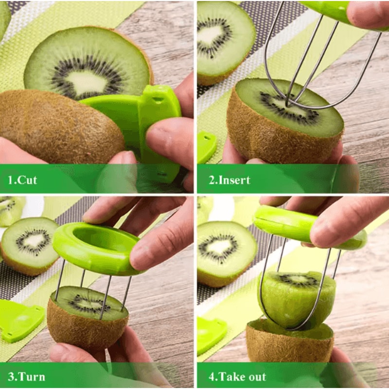 SlicePro 3in1 Kiwi Cutter Stainless Steel Fruit Peeler Tool 3