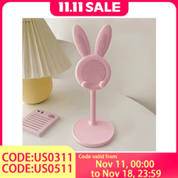 bunnynest cute rabbit phone stand for desk & room decor (universal hands-free holder)