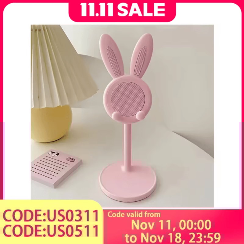 BunnyNest Cute Rabbit Phone Stand For Desk Room Decor Universal HandsFree Holder 0