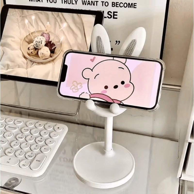 BunnyNest Cute Rabbit Phone Stand For Desk Room Decor Universal HandsFree Holder 2