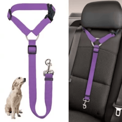 adjustable 2-in-1 pet car seat belt & leash – nylon safety harness strap for dogs & cats