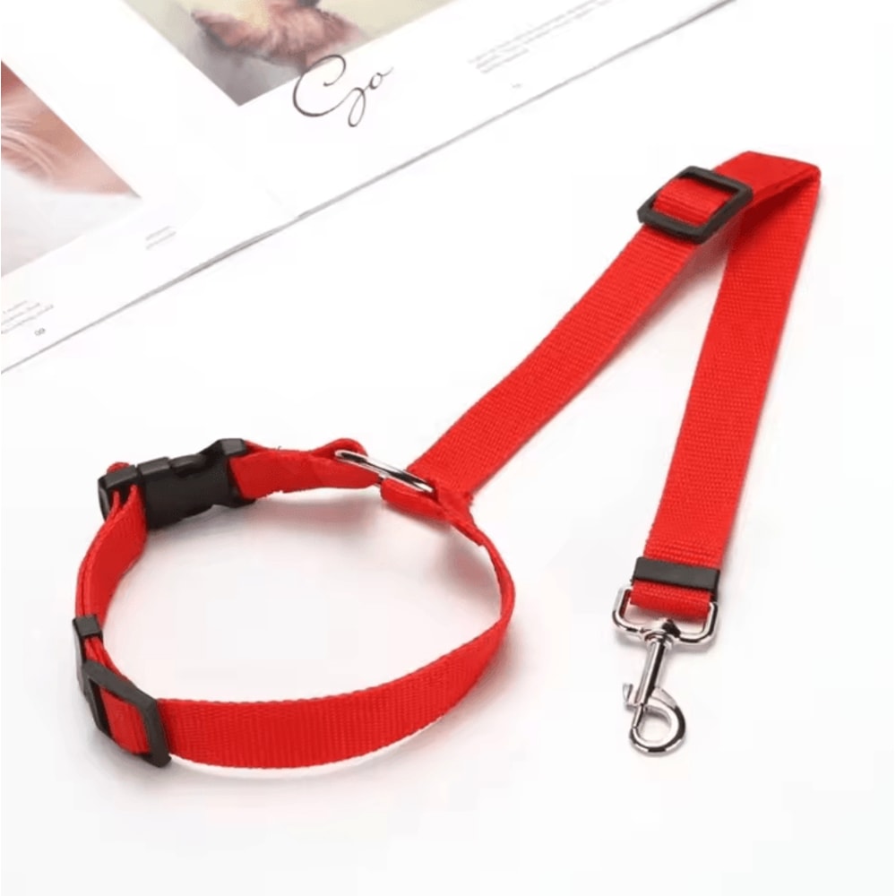 Adjustable 2in1 Pet Car Seat Belt Leash Nylon Safety Harness Strap For Dogs Cats 2