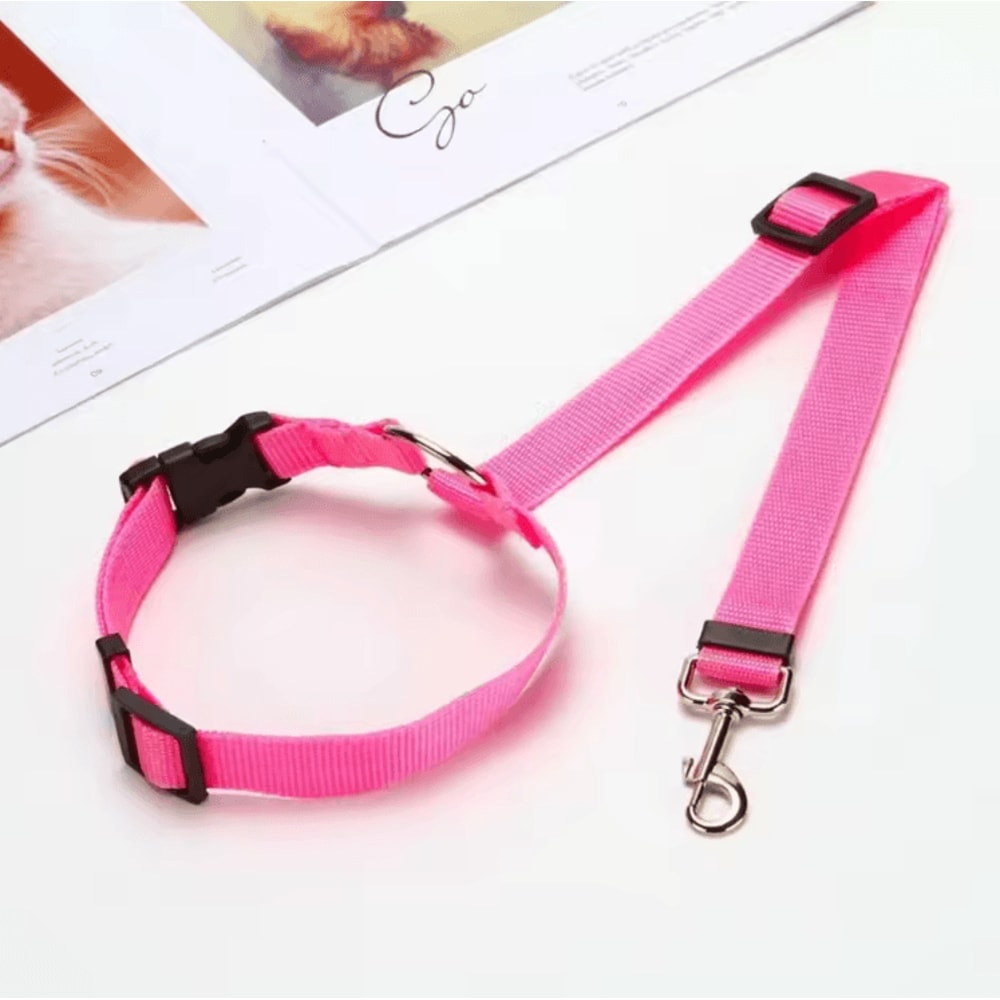 Adjustable 2in1 Pet Car Seat Belt Leash Nylon Safety Harness Strap For Dogs Cats 3