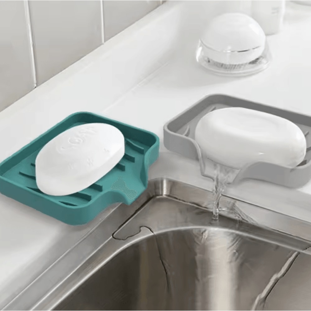 Silicone Soap Holder With Drain NonSlip HoleFree Bathroom Soap Dish For Sink Shower 0