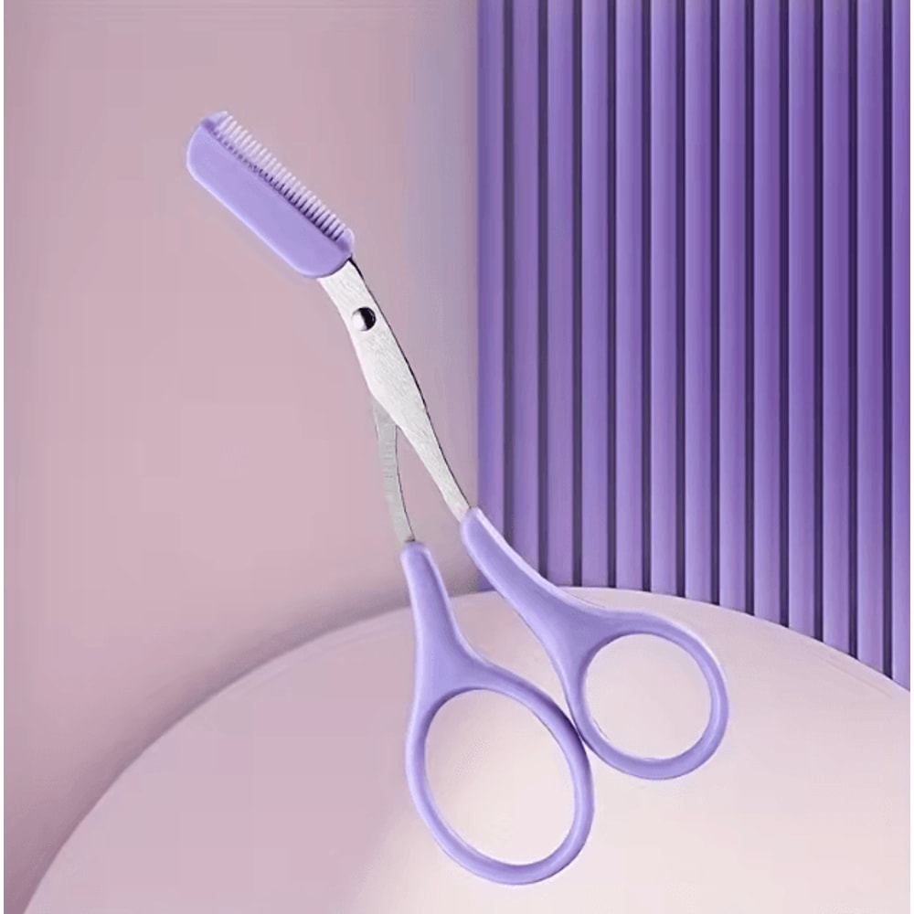 Stainless Steel Eyebrow Scissors With Comb Precision Safe Trimming Tool For Perfect Brow Shaping 5